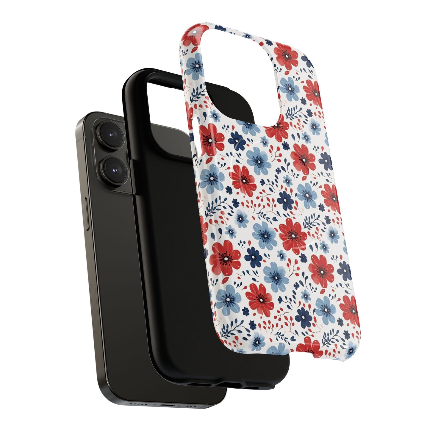 Patriotic Floral Dreams Tough Magnetic iPhone Cases, Durable, Stylish, Gift for Her, Protective Phone Cover, Spring Floral Design