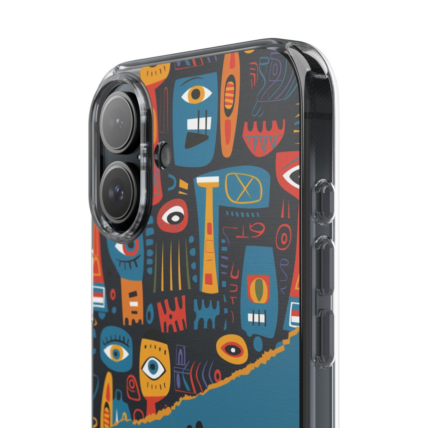 Phone Case — Colorful Abstract Faces Clear Impact-Resistant Case