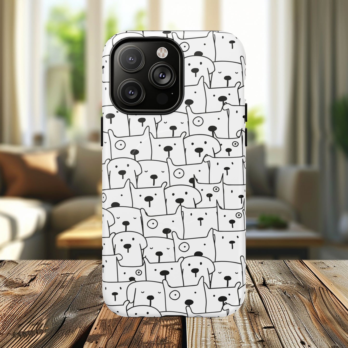 Cute Woof Line-Up iPhone Case, Tough Magnetic Case for Pet Lovers, Stylish Phone Accessory, Gift for Dog Owners, Protective Pet Case