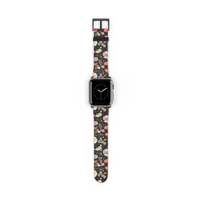 Blossom Elegance: Noir Garden Floral Watch Band - Stylish Floral Design for Smartwatches
