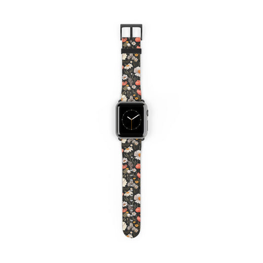 Blossom Elegance: Noir Garden Floral Watch Band - Stylish Floral Design for Smartwatches