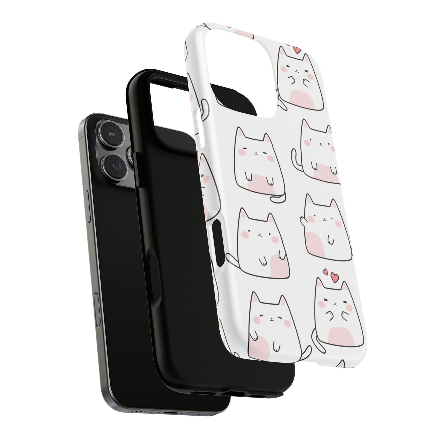 Cute Kawaii Cat Tough Magnetic iPhone Case, Cute Cat Lover Gift, Kawaii iPhone Cover, Tough iPhone Case, Unique Pet Themed Accessory,