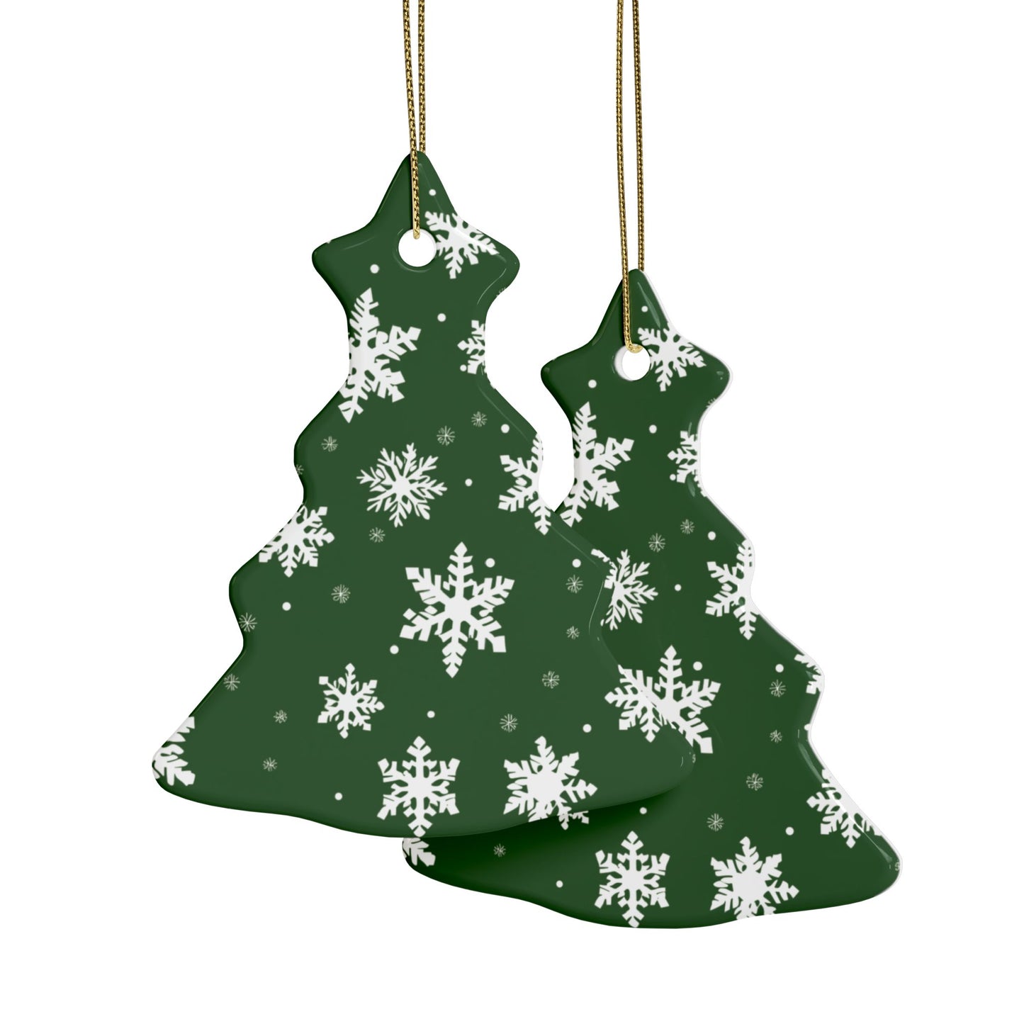 Green Snowflake Elegance Ceramic Ornaments (1pcs, 5pcs, 10pcs, 20pcs)