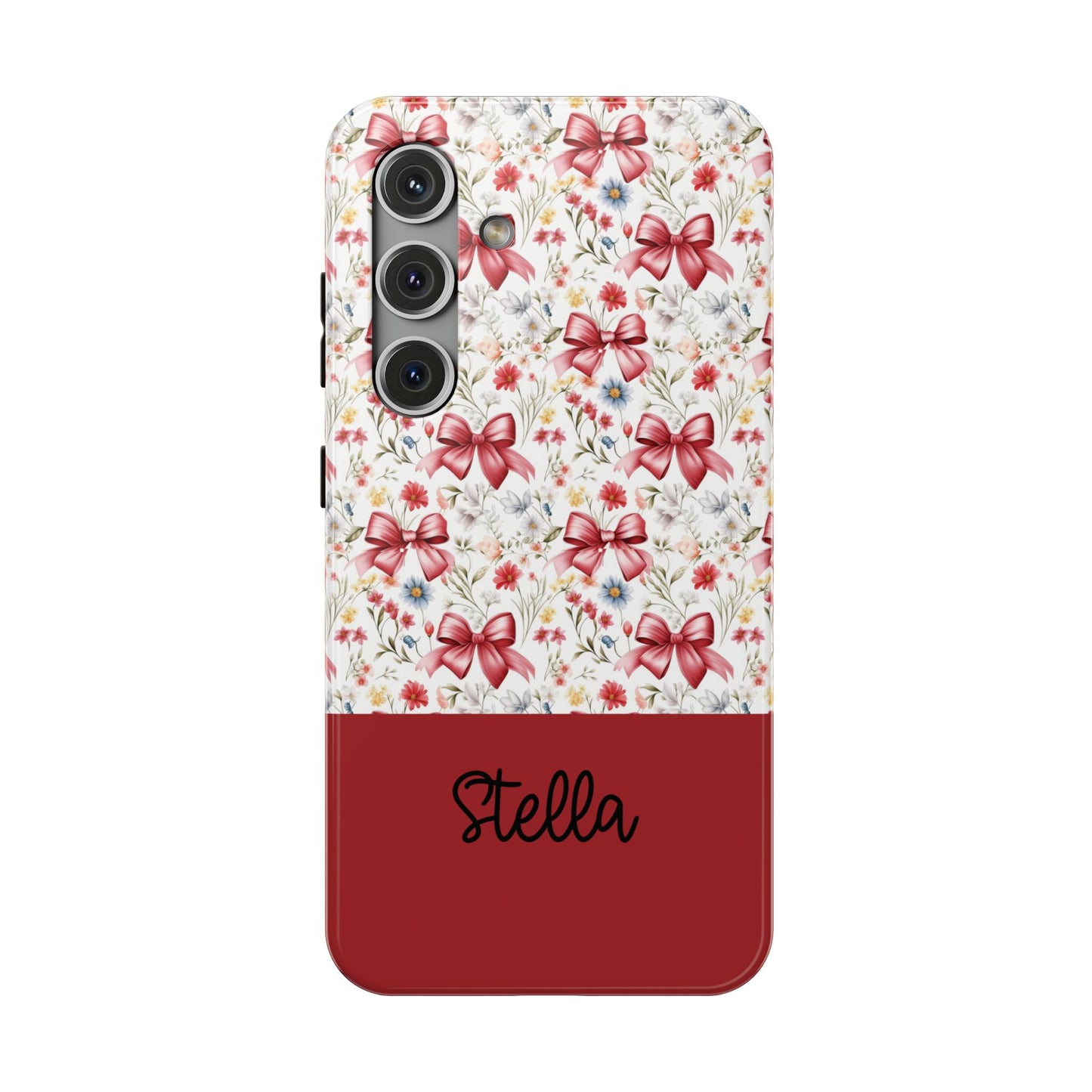 Personalized Rosette Coquette Floral Bow iPhone and Samsung Impact-Resistant Case — Custom Name Case
