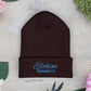 Teal Embroidered 'ELOHIM, GENESIS 1:1' Classic Cuffed Beanie - Cozy Winter Hat, Streetwear Accessory, Personalized Gifts, Religious Apparel, Unisex Beanie