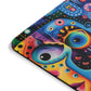 Psychedelic Visions Colorful Abstract Faces Mouse Pad - Vibrant Desk Accessory for Art Lovers.