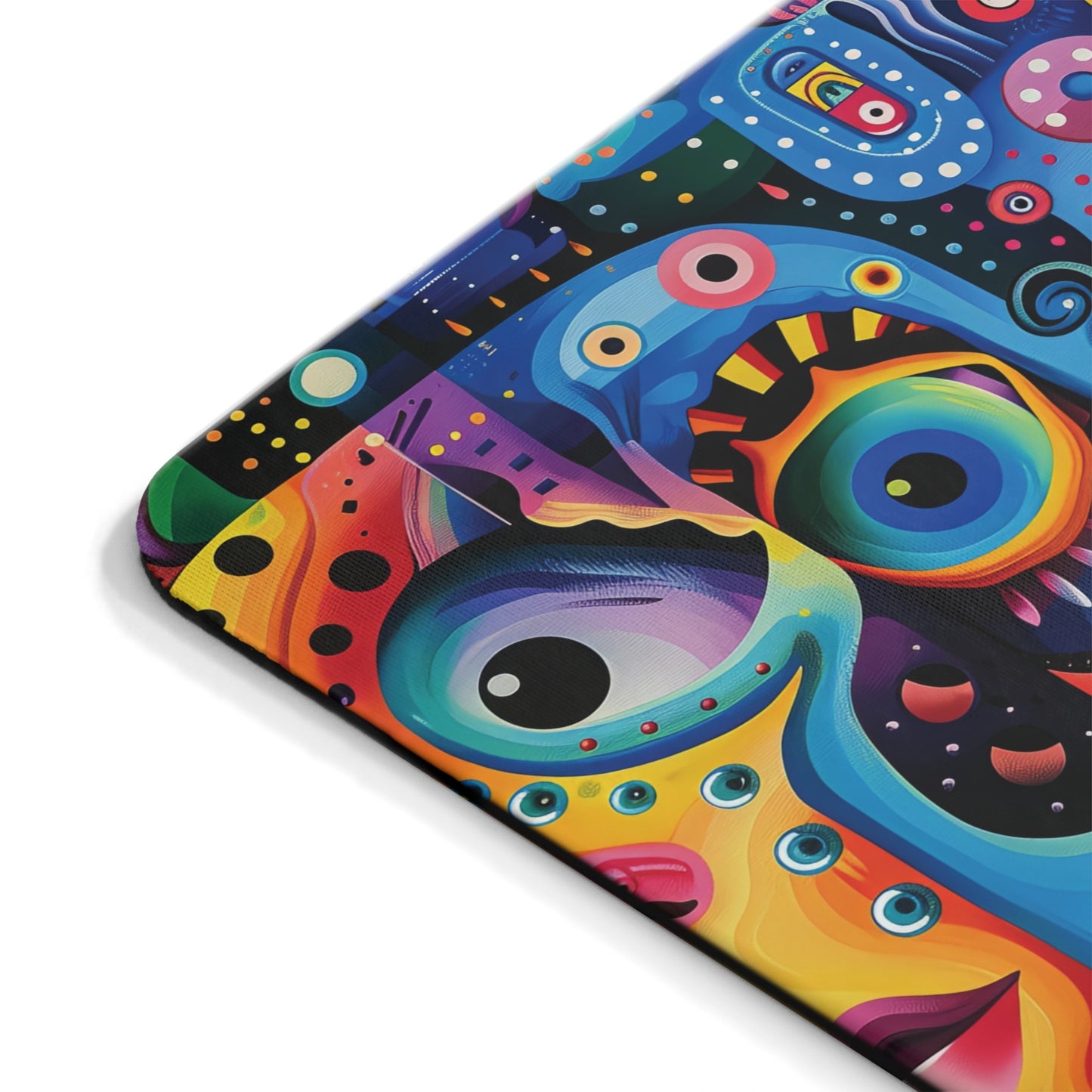 Psychedelic Visions Colorful Abstract Faces Mouse Pad - Vibrant Desk Accessory for Art Lovers.