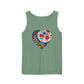 Floral Hearts Unisex Garment-Dyed Tank Top