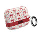Personalized Rosette Coquette Floral AirPods Pro Gen 1, 2 and Airpods Gen 1, 2, 3, 4 Case — Red Bow Pattern with Custom Name Text.