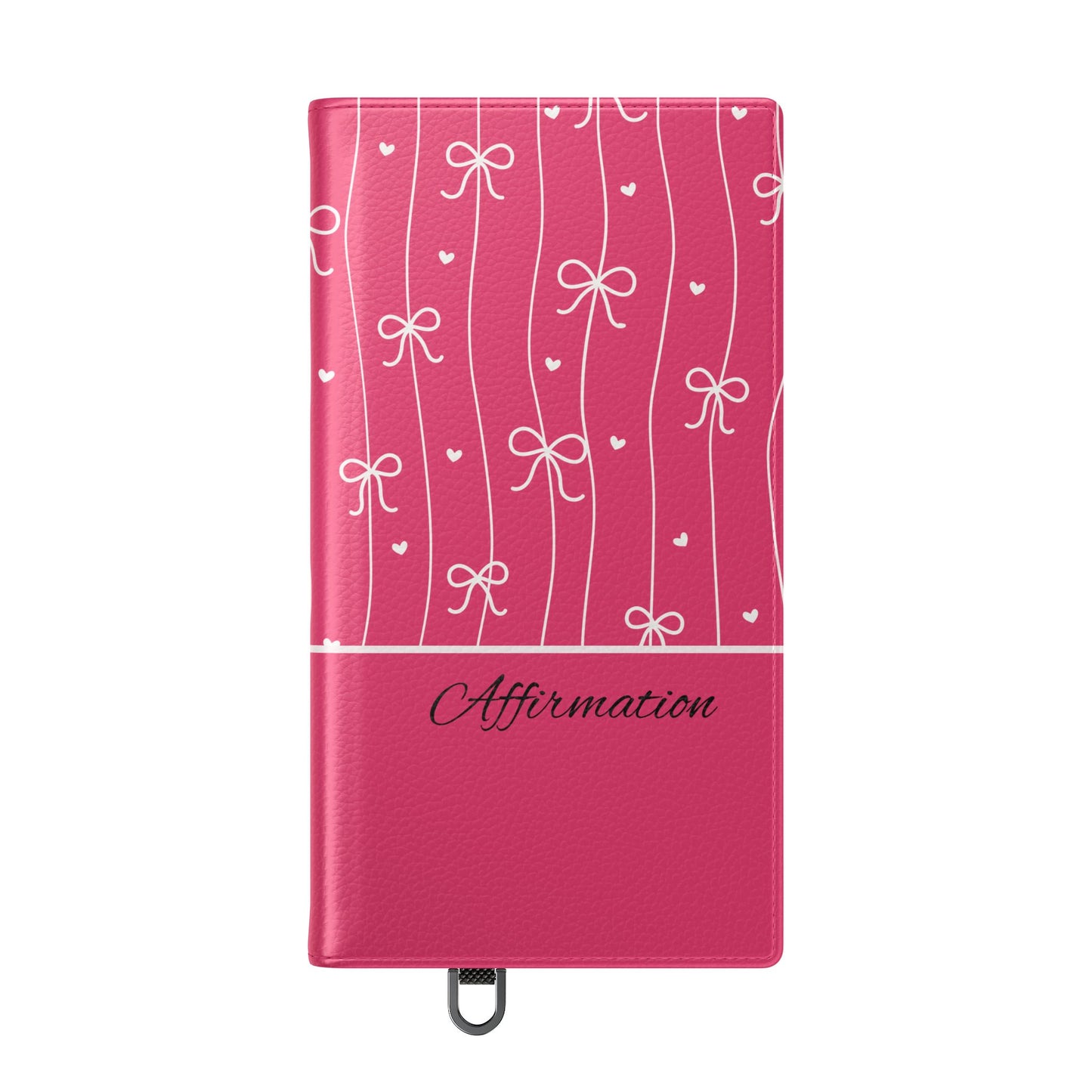 Personalized Pink Bow Coquette Flip iPhone and Samsumg Case — Custom Name or Affirmation Wallet Cover