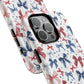 Patriotic Coquette Tough iPhone Magnetic Case, Stylish Gift for Her, Summer Celebrations, Cute Bow Design