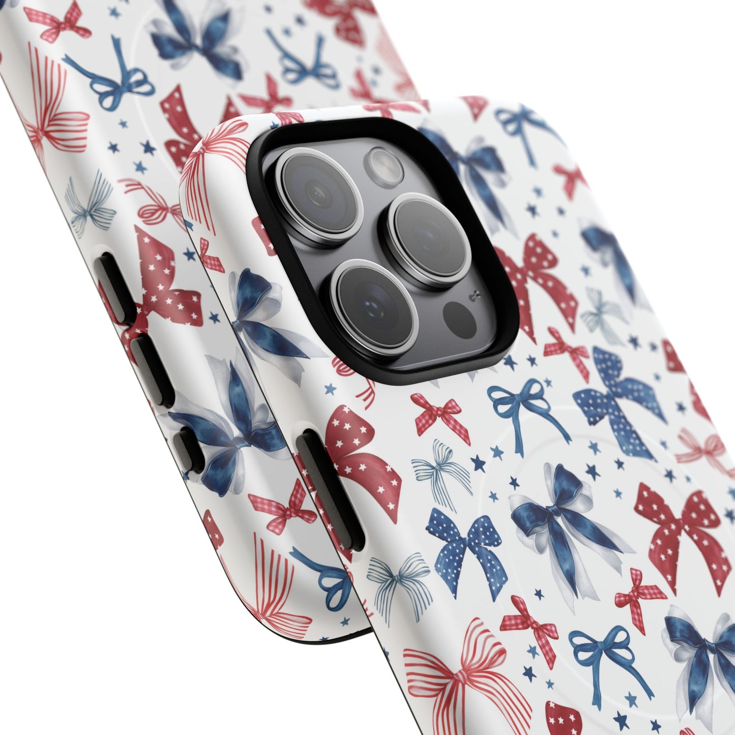 Patriotic Coquette Tough iPhone Magnetic Case, Stylish Gift for Her, Summer Celebrations, Cute Bow Design