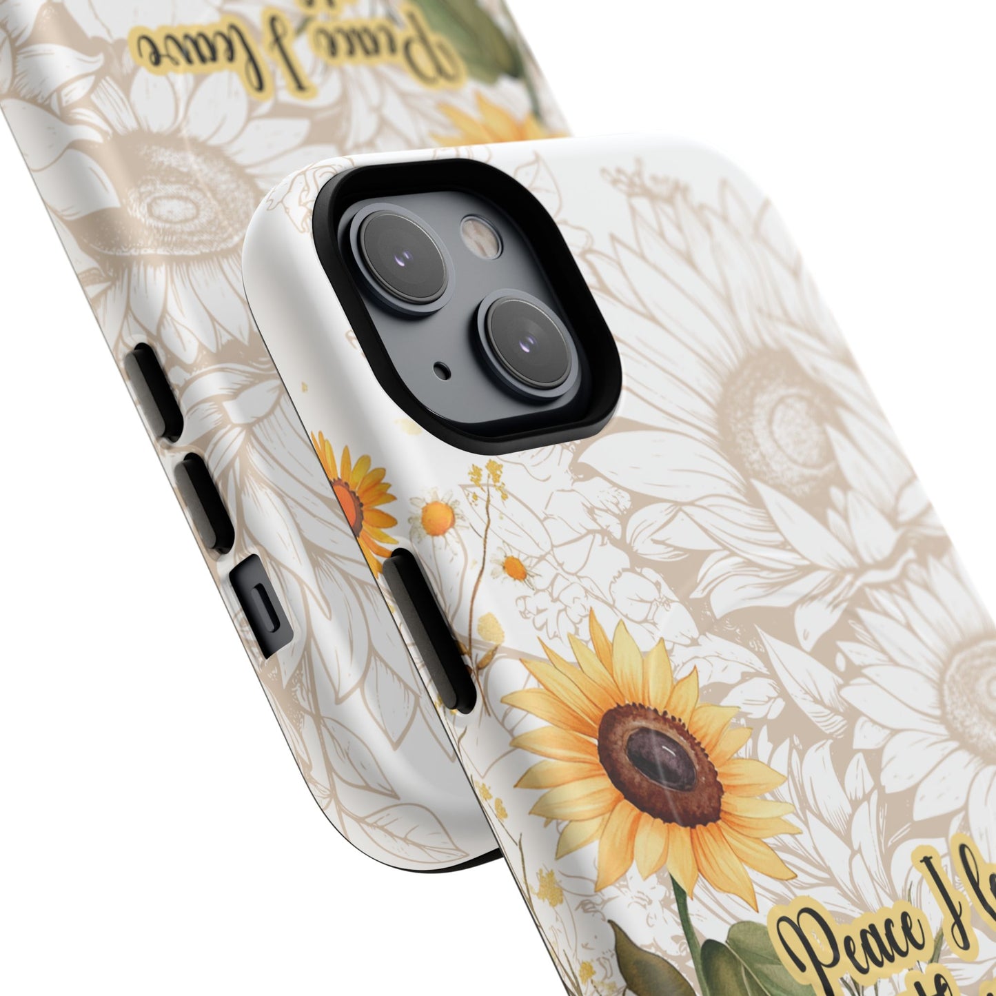 Peace I Leave with You John 14:27,  Inspirational Gift, Tough iPhone Magnetic Case  Scripture, Sunflower Bible Verse, MagSafe® iPhone® Tough Case, iPhone 14, iPhone 15, iPhone 16, Pro, Pro Max, Plus