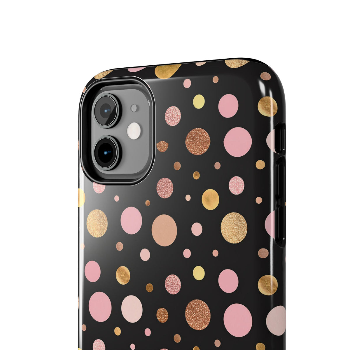 Personalized Gold & Pink Confetti Tough Phone Case — Glitter Dot Protective Phone Cover