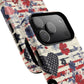 Patriotic Floral Phone Case, Tough Magnetic Cases, American Flag Design, Gift for Her, Independence Day Accessories