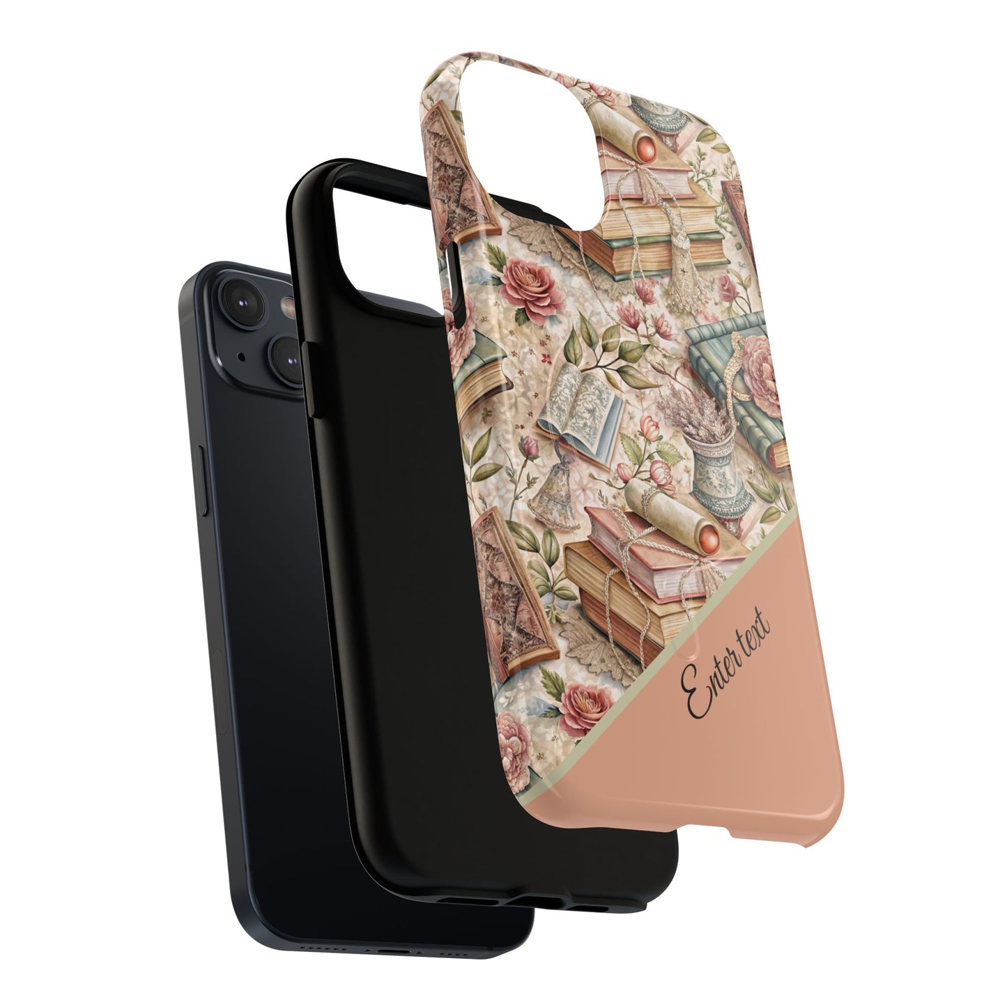 Persoonalized Vintage Book Lover's Tough Magnetic iPhone Case, Literary Gifts, Floral Design, Bookish Aesthetic, Unique Gift for Readers, Protective Case