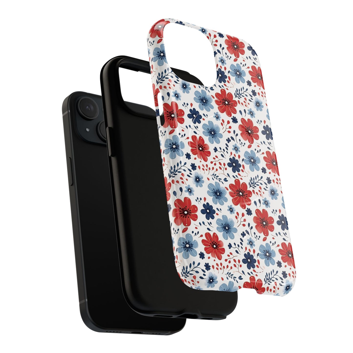 Patriotic Floral Dreams Tough Magnetic iPhone Cases, Durable, Stylish, Gift for Her, Protective Phone Cover, Spring Floral Design
