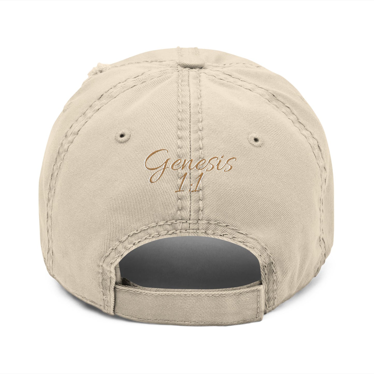 'ELOHIM, GENESIS 1:1'  Distressed Dad Hat with Embroidered, Casual Cap for Fathers, Gifts for Dads, Religious Hat, Vintage Style