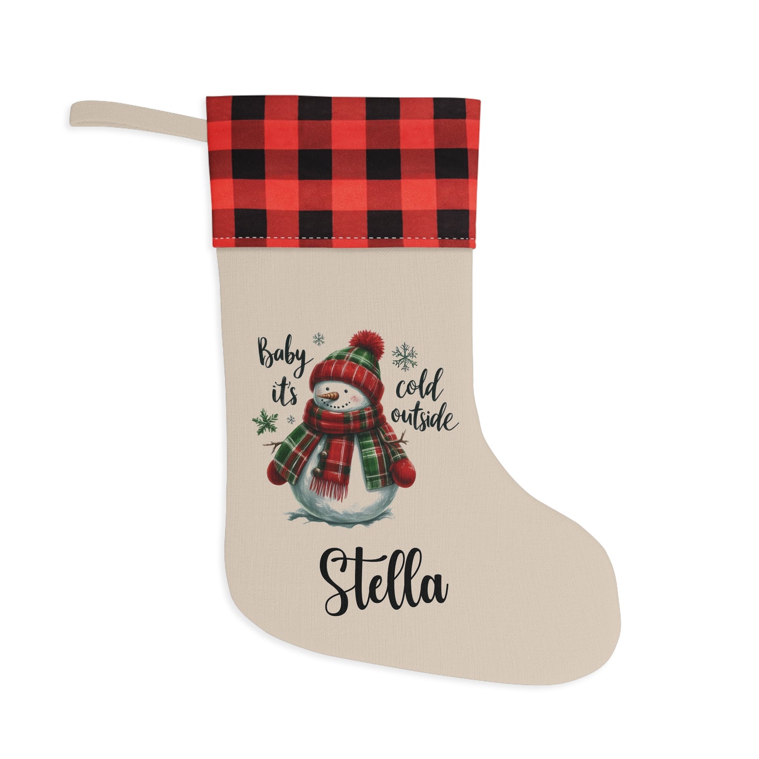 Personalized Burlap Christmas Stocking — Custom Name Holiday Stocking