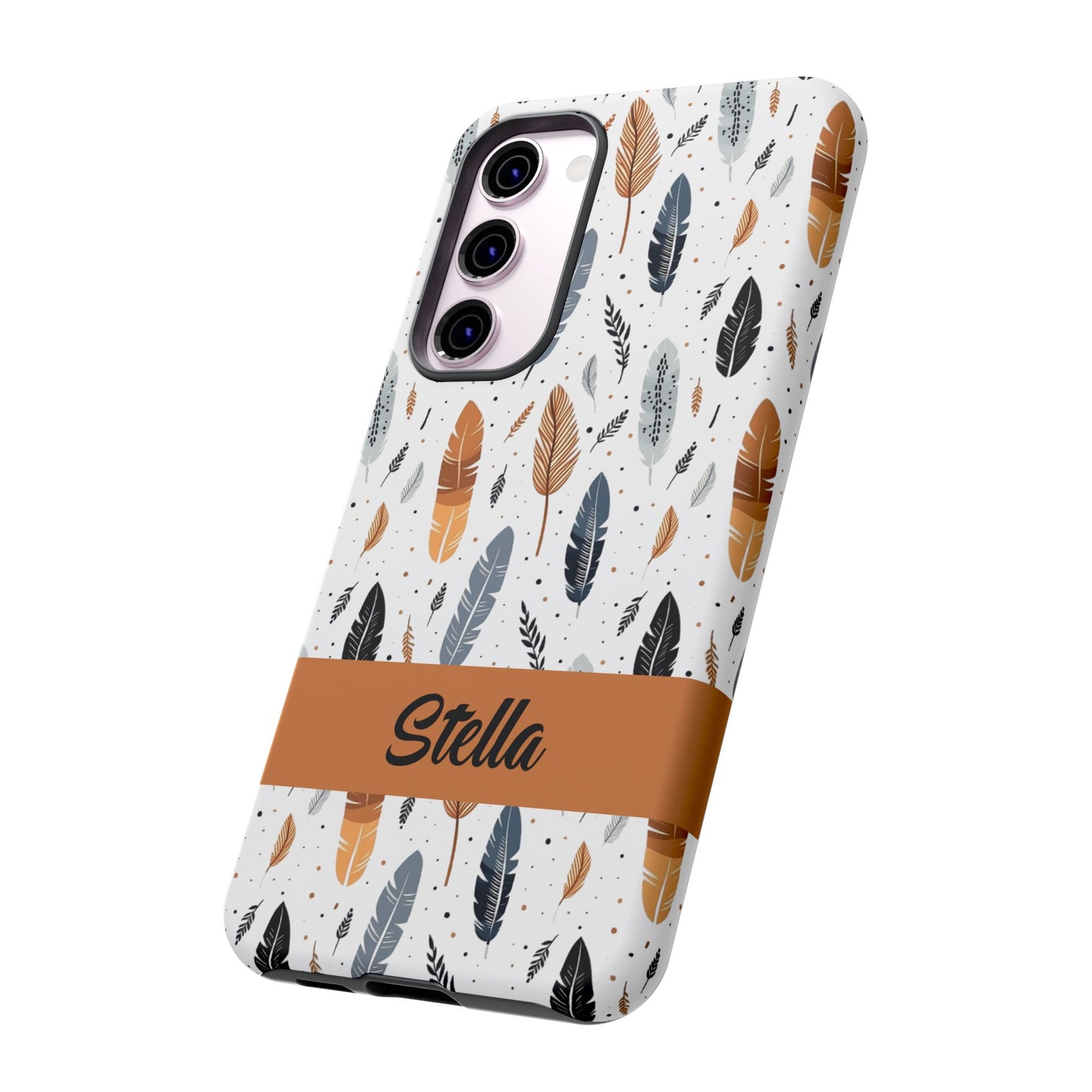 Personalized Whispering Feathers Samsung, Google Pixel and iPhone Case, Custom Name Case.