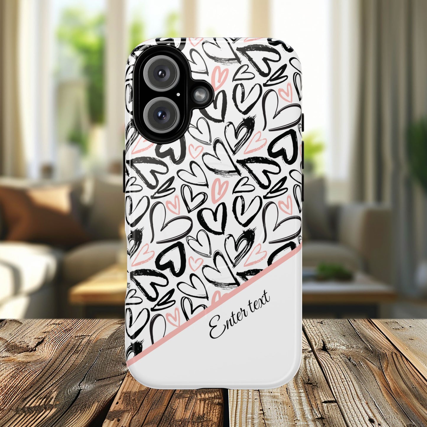 Heart Scribbles Tough Magnetic MagSafe®Case - Cute, Stylish, Gifts for Her, Love, Valentine's Day,  iPhone® 13, 14, 15, 16, 17, Pro, Pro Max, Plus Cases.