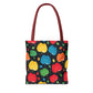 All-Over Apple Print Personalized Tote Bag — Durable Everyday Carry (3 Sizes, 5 Handle Colors)