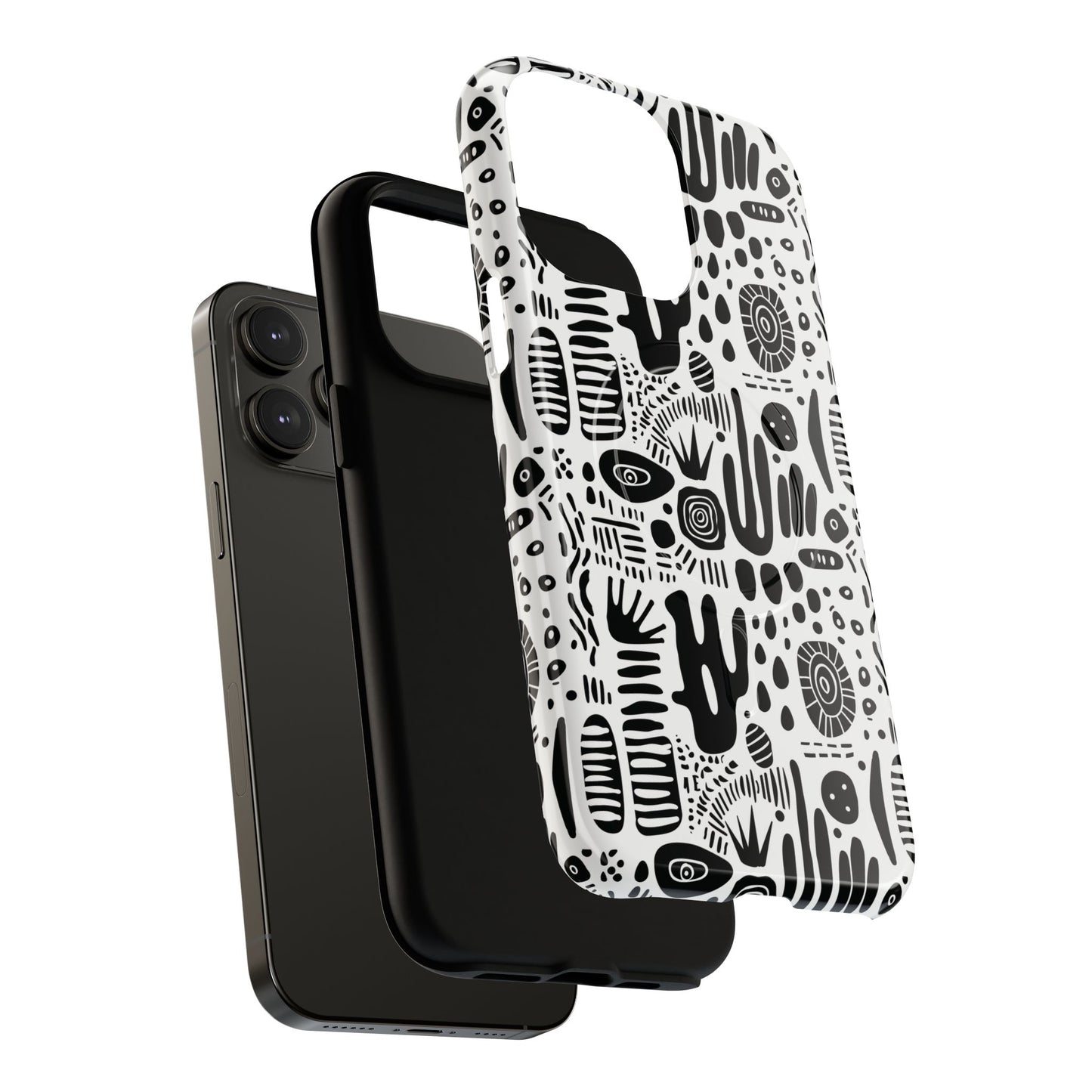Abstract Monochrome Tough Magnetic iPhone Cases, Stylish Phone Cover, Durable Phone Protector, Modern Tech Accessories, Unique Gift Ideas