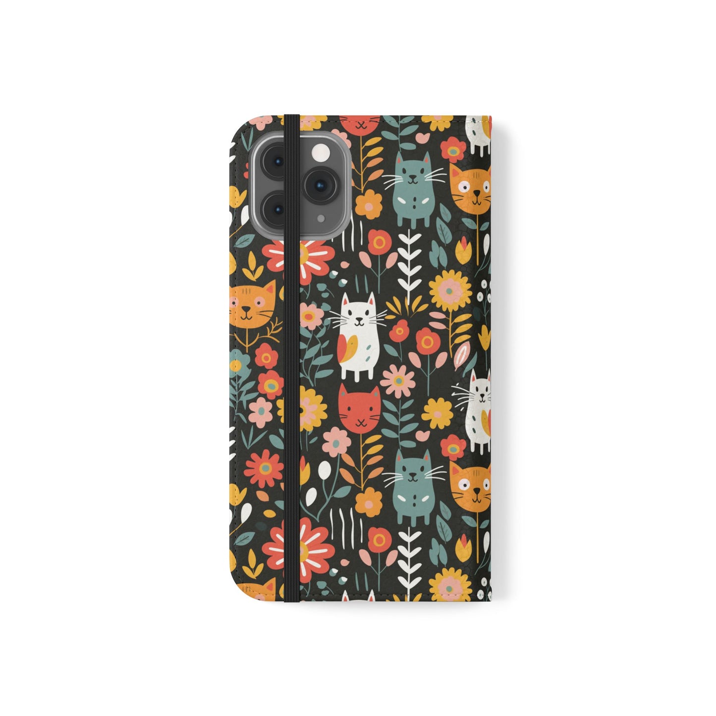 Whimsical Feline Garden iPhone and Samsung Flip Cases