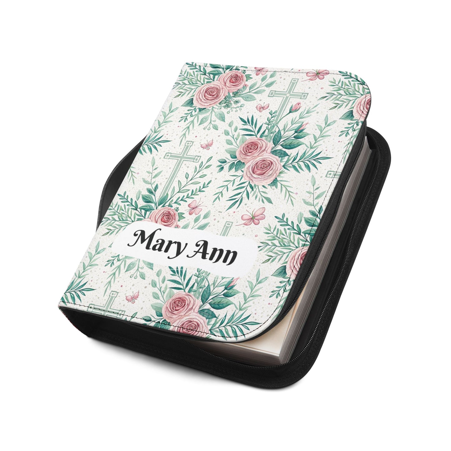 Floral Christian Bible Cover - Personalized with Name, Inspirational Gift for Baptism, Confirmation, or Any Religious Occasion