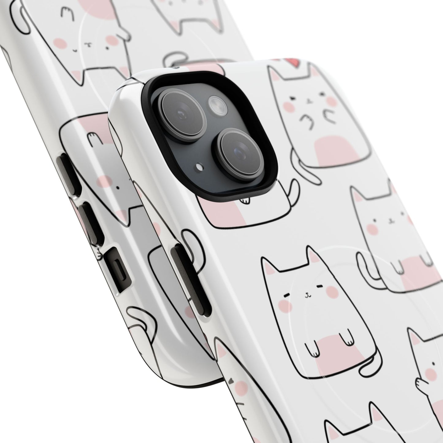 Cute Kawaii Cat Tough Magnetic iPhone Case, Cute Cat Lover Gift, Kawaii iPhone Cover, Tough iPhone Case, Unique Pet Themed Accessory,