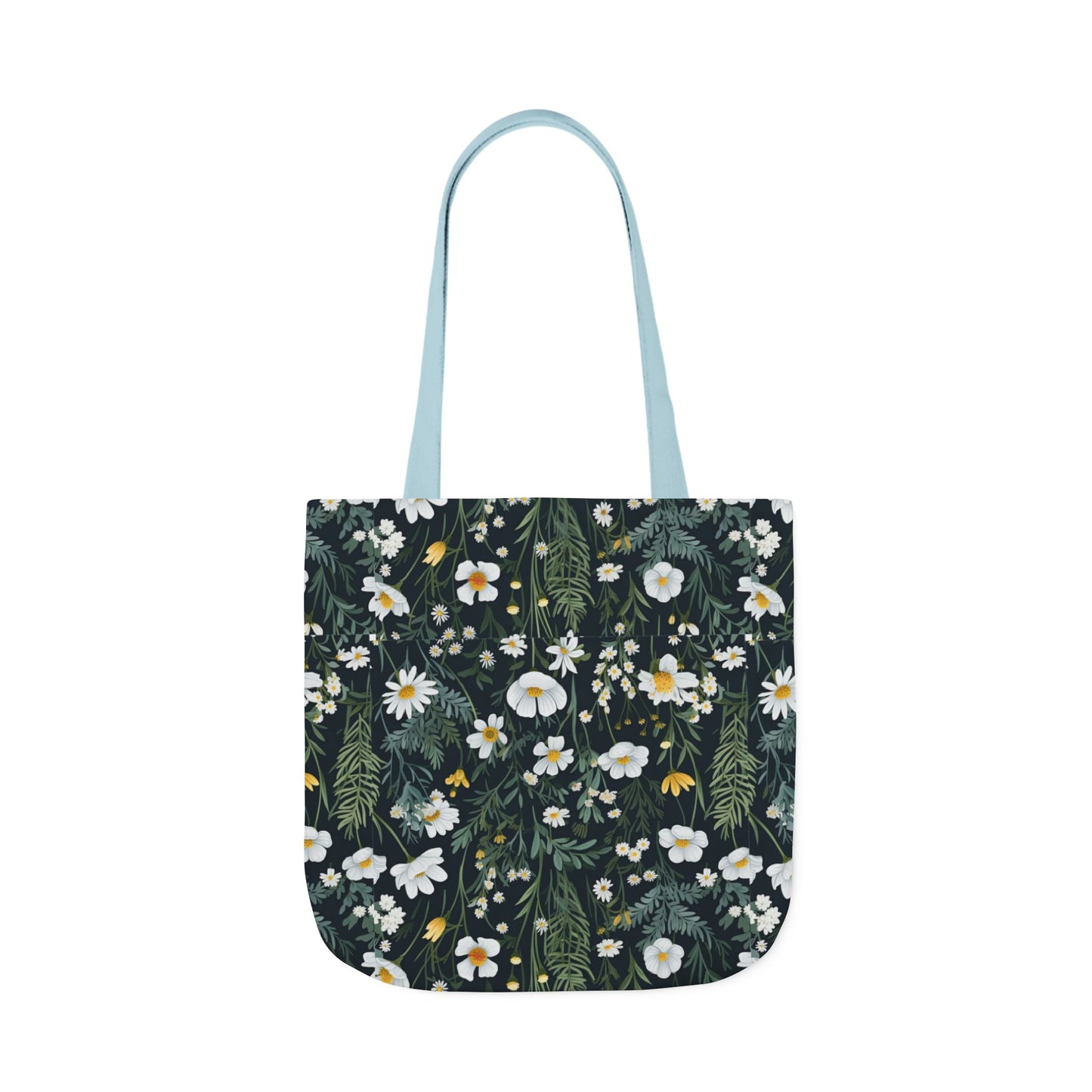 Daisy Delight Floral Canvas Tote Bag with 5-Color Straps | Eco-Friendly Shopping Bag