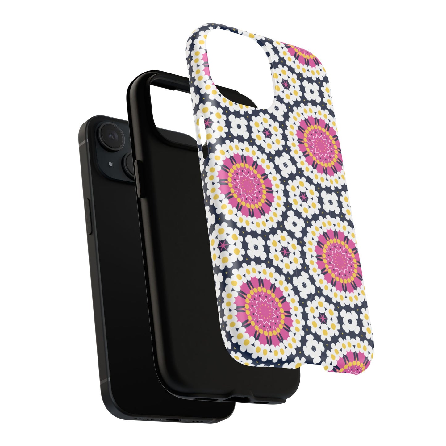 Petal Prism Pop Tough Magnetic iPhone Case, Tough Protection, Unique Design, Gift for Her, iPhone Accessories, Boho Style, Floral MagSafe Accessory.