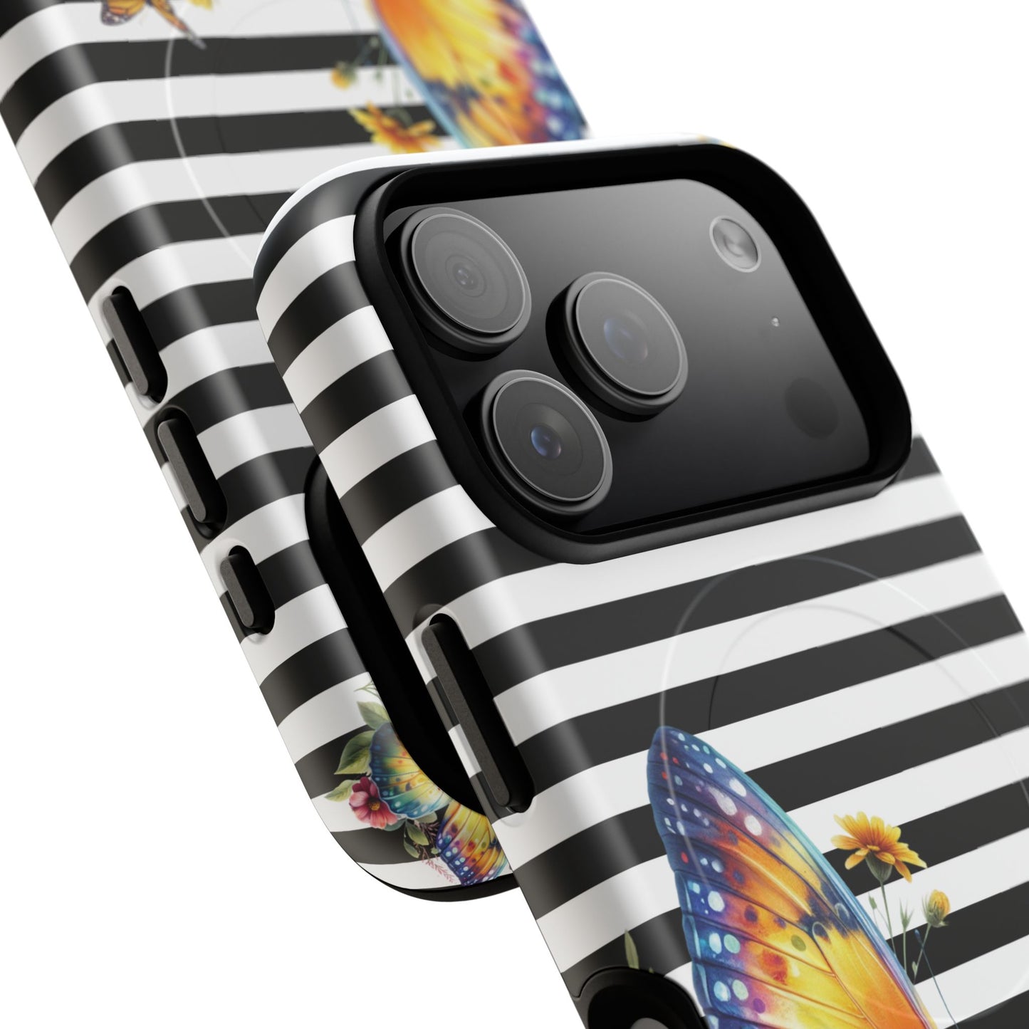 Botanic Flight Tough iPhone Magnetic Cases, Floral iPhone Cover, Stylish Tech Accessory, Gift for Nature Lovers, Butterfly Design, Unique Phone Protector