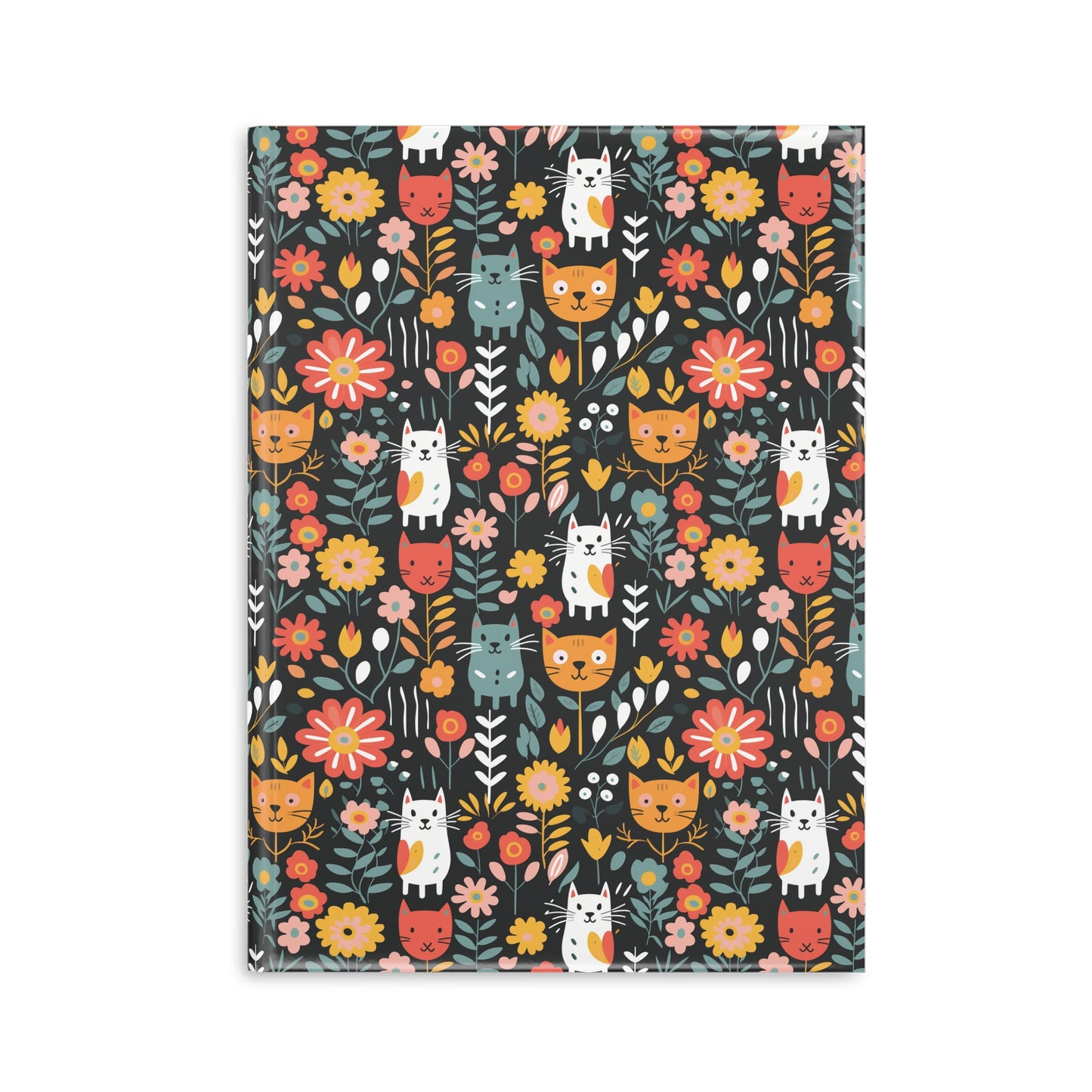 Whimsical Feline Garden Hardcover Notebook with Puffy Covers