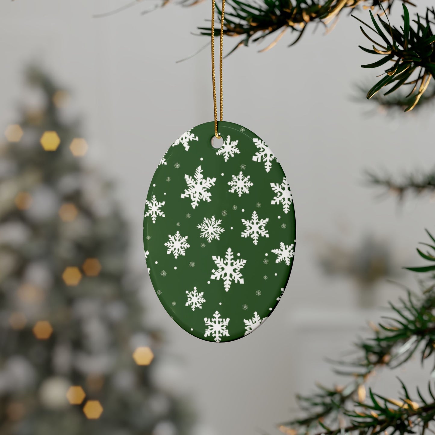 Green Snowflake Elegance Ceramic Ornaments (1pcs, 5pcs, 10pcs, 20pcs)