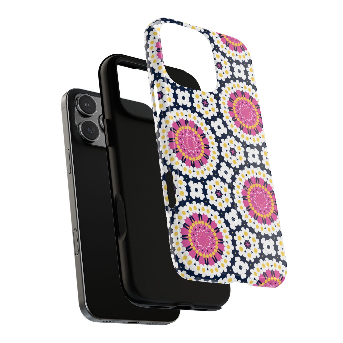 Petal Prism Pop Tough Magnetic iPhone Case, Tough Protection, Unique Design, Gift for Her, iPhone Accessories, Boho Style, Floral MagSafe Accessory.