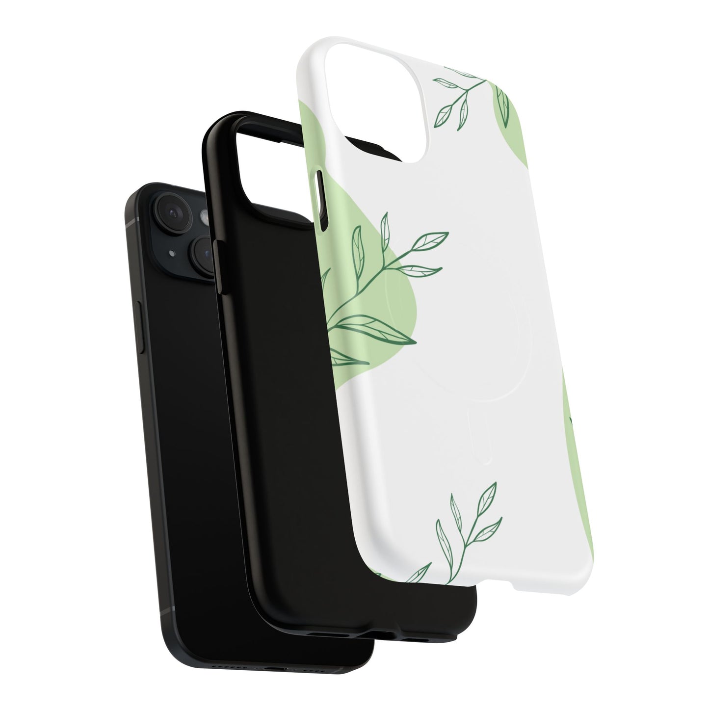 Stylish Tough iPhone Magnetic Cases with Leaf Design, iPhone Protection Cases, Greenery iPhone Covers, Eco-Friendly iPhone Accessories, Gift for Her.