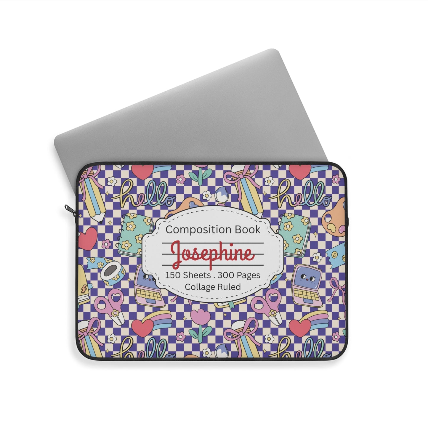 Personalized Purple Doodle Daydream Composition Book Inspired Laptop Sleeve, Educational Gift for Teachers, Classroom Organization, Back to School, Unique Teacher Accessory