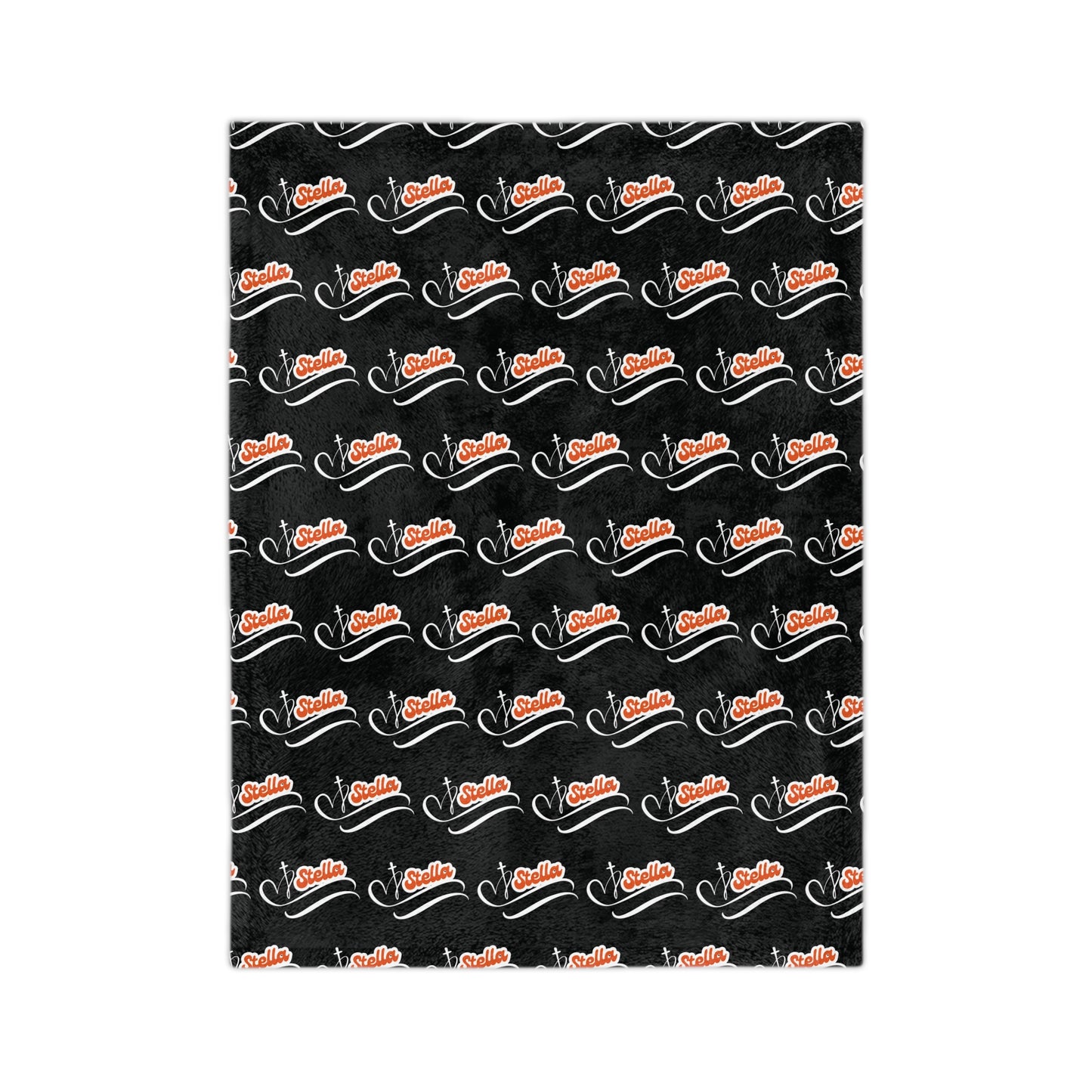 Personalized Name Velveteen Microfiber Blanket — Black Patterned ‘Smile’ Script Cozy Throw