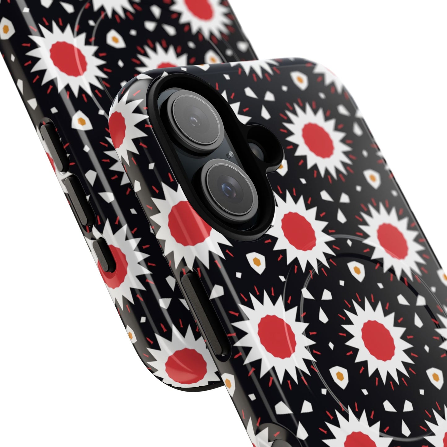 Crimson Spark Radiance Bold Floral Magnetic iPhone Cases, Stylish Tough Cases, Unique iPhone Accessories, Perfect Gift for Her, Trendy Tech Gear.