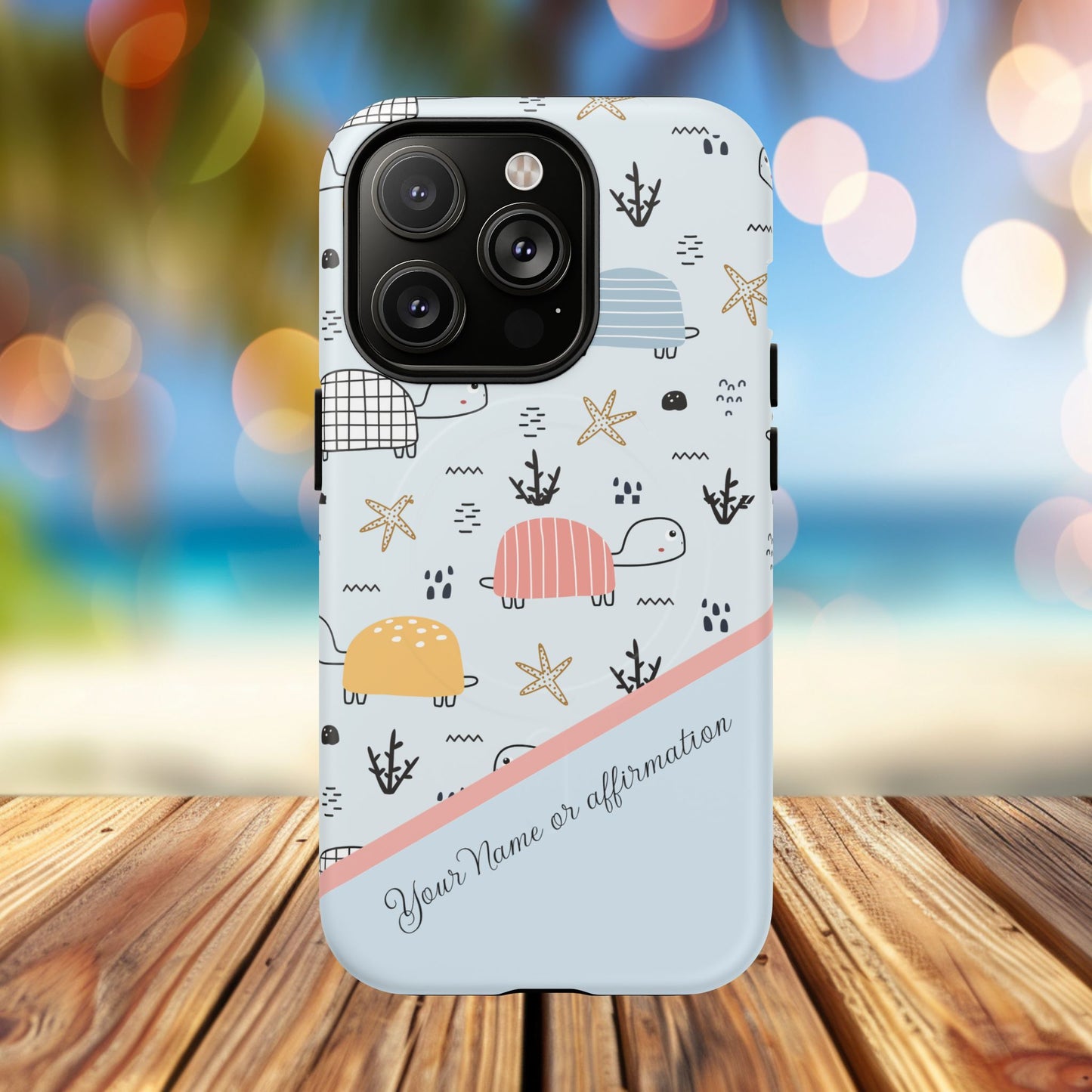 Personalized Cute Turtle Tough Magnetic MagSafe® Cell Cover, Ocean Theme Case, Sea Life Gift for Beach Lovers, iPhone® 13, 14, iPhone 15, iPhone 16, iPhone 17, Pro, Pro Max, Plus Cases.