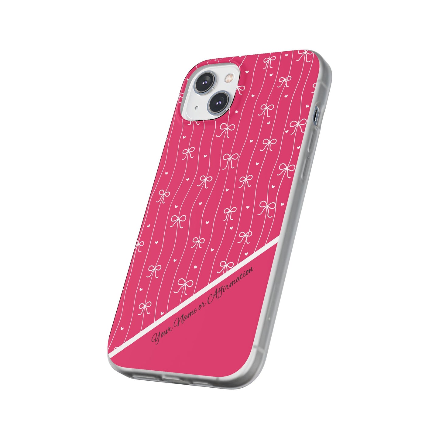 Personalized Pink Bow Coquette Slim Flexi iPhone and Samsung Cases — Custom Name or Affirmation