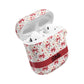 Personalized Rosette Coquette Floral AirPods Pro Gen 1, 2 and Airpods Gen 1, 2, 3, 4 Case — Red Bow Pattern with Custom Name Text.