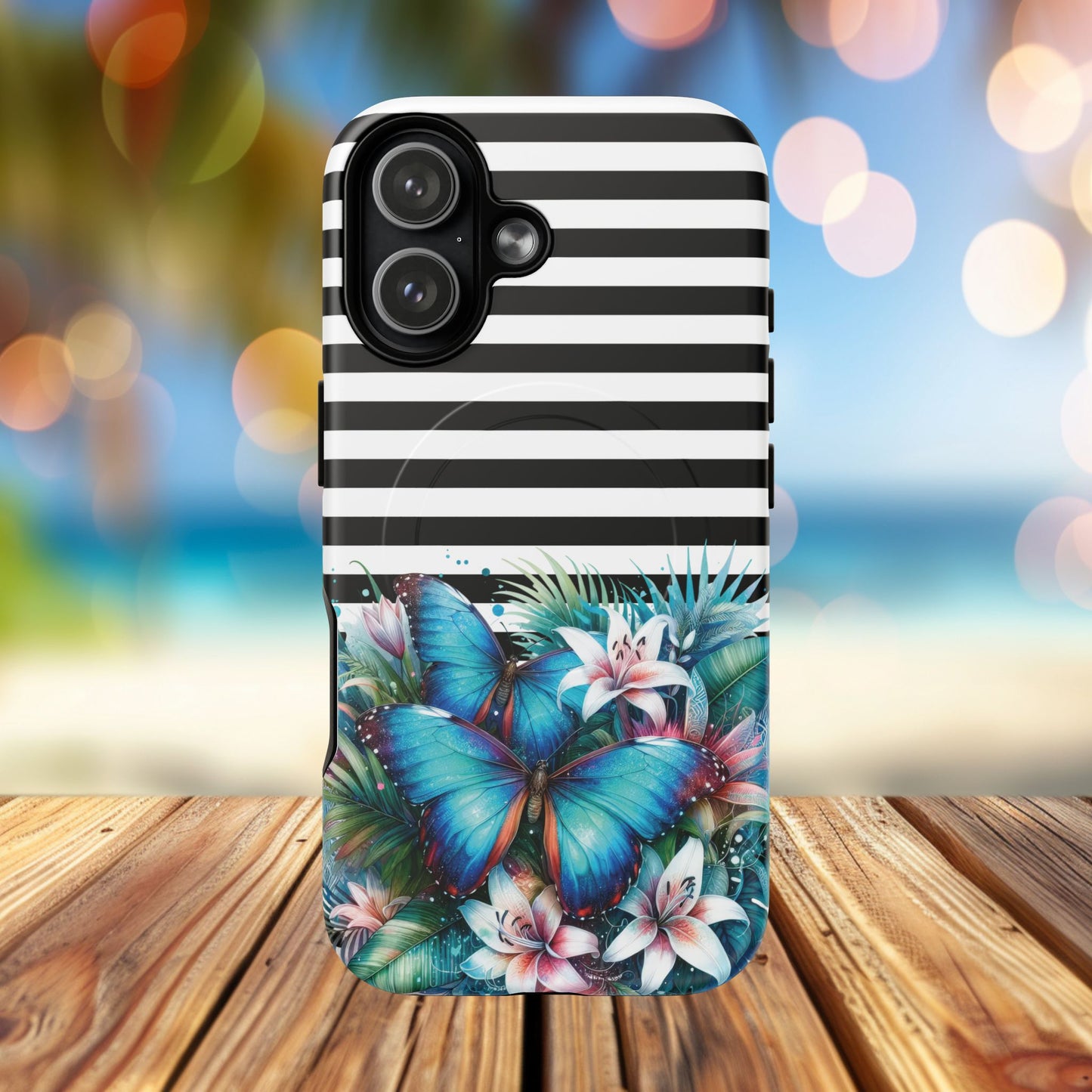 Wings of Wonder Tough iPhone Magnetic Case, Stylish Protection, Durable iPhone Cover, Butterfly Design Gift, Floral Case,Trendy Tech Accessory.