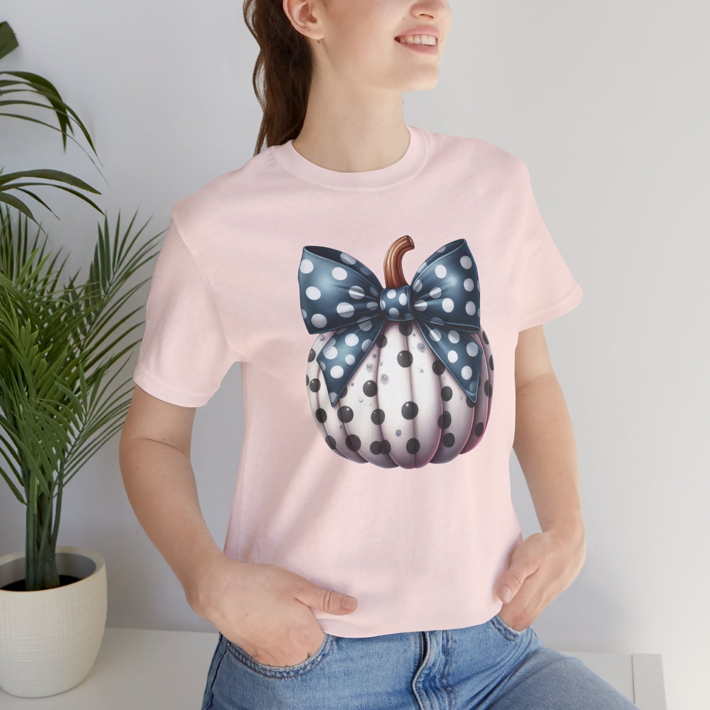 Polka Dot Pumpkin Charm Unisex Jersey Short Sleeve Tee