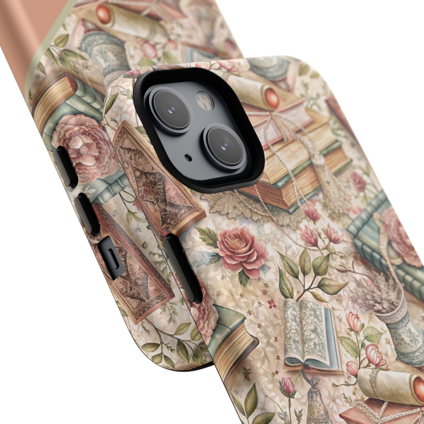 Persoonalized Vintage Book Lover's Tough Magnetic iPhone Case, Literary Gifts, Floral Design, Bookish Aesthetic, Unique Gift for Readers, Protective Case