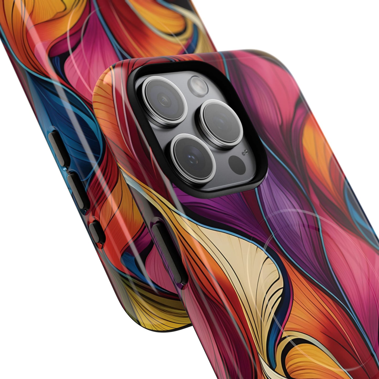Vibrant Leaf Wave Tough Magnetic Phone Case, Vibrant Smartphone Cover, Unique Protective Case for Gifts, Phone Accessories, Trendy Design