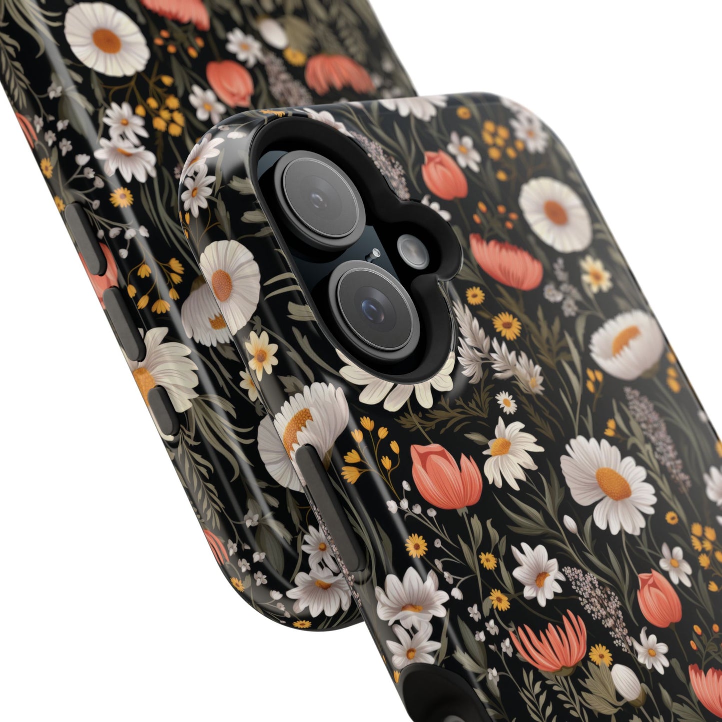 Blossom Elegance: Noir Garden Magnetic Tough iPhone Cases