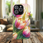 Tulip Glow Tough iPhone Magnetic Case, Floral Design, Spring Gift, Durable Protection, Smartphone Accessories, MagSafe Accessories, Stained Glass Tulip Gift