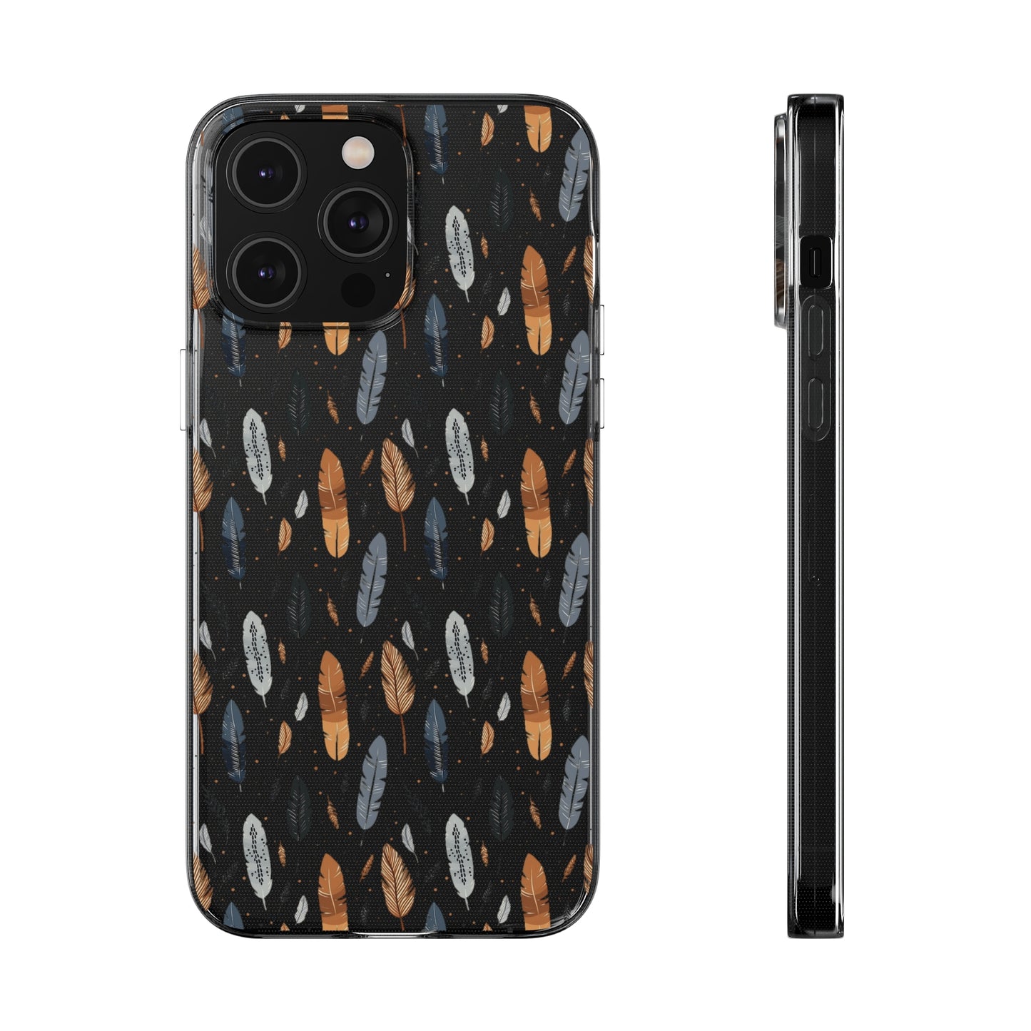 Whispering Feathers Clear Silicone iPhone Cases